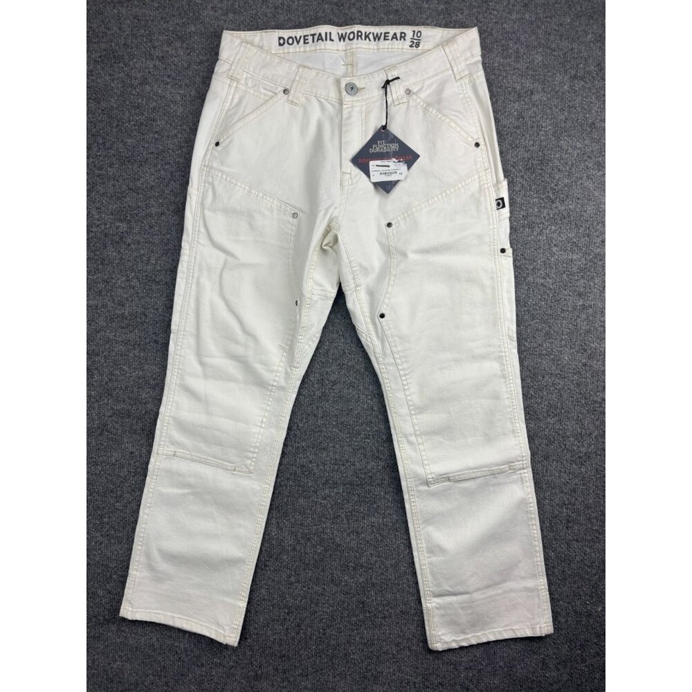 Dovetail Workwear Anna Task Pants Women's 10/28 White Canvas NWT